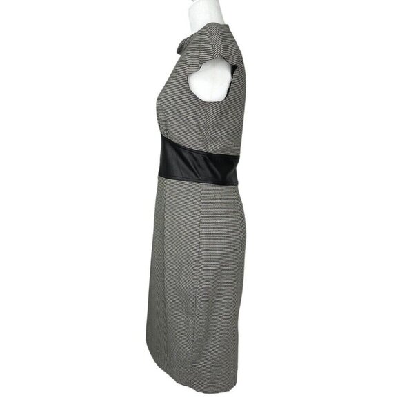 L’AGENCE Women’s Black Houndstooth Leather Corset‎ Waist Designer Dress 6/C34 - Picture 5 of 16